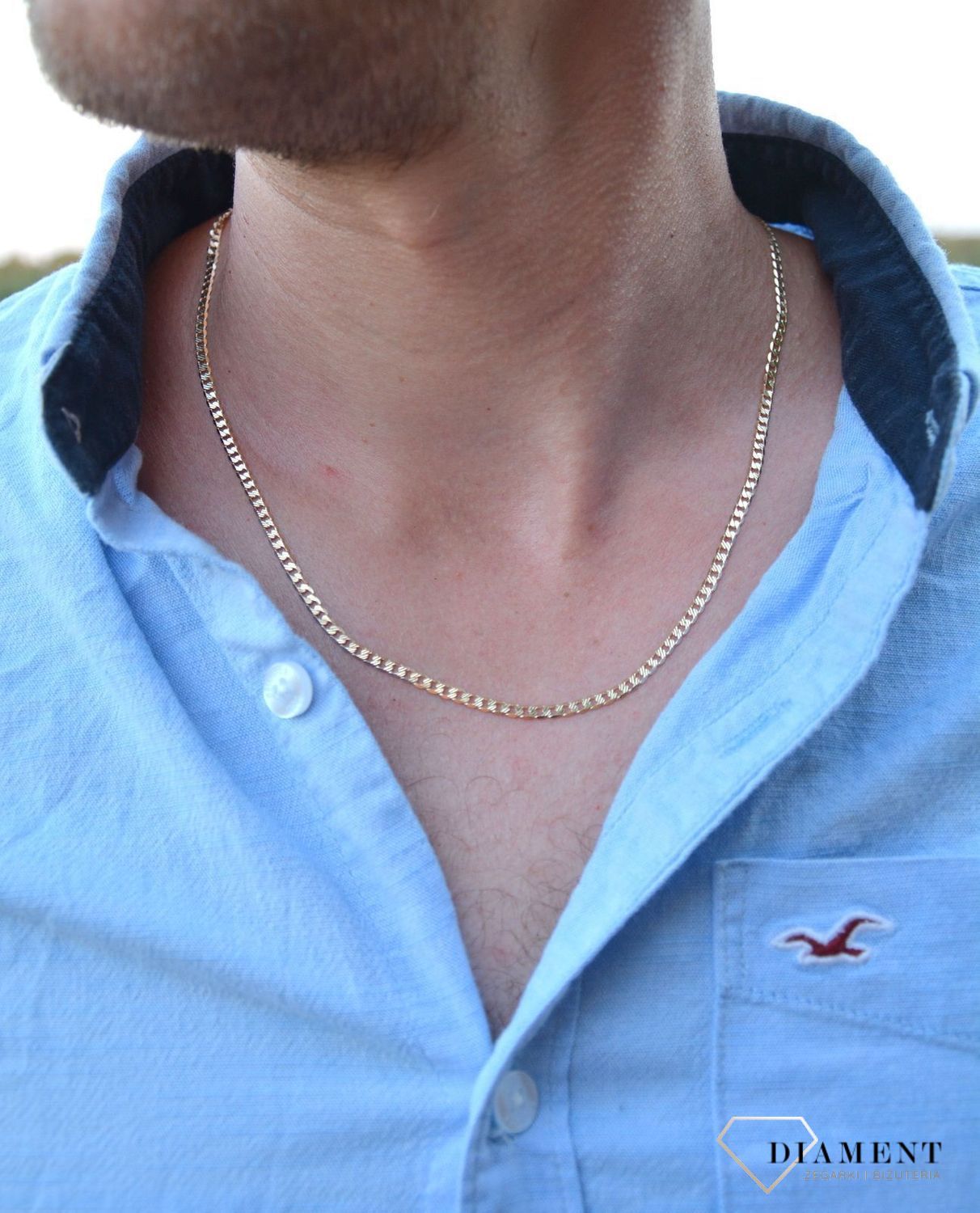 Złoty łańcuszek grawerowana pancerka 585 PAVE  (2).jpg